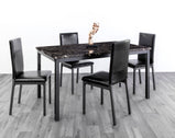 7 Star furniture mdf Marble Effect high gloss Dining Table with optional 4 or 6 Chairs Available in grey , charcoal Black , brown and wenge