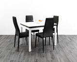 HUSTY-semi extendable glass DINING TABLE in -GREY/WHITE, BLACK/WHITE, WHITE/BLACK  for restaurants and homes
