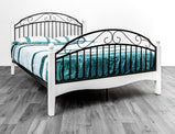 Solo Metal Frame Bed with Wooden Legs and Mesh Base