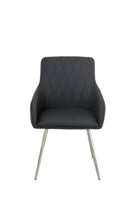 Set of 2 Suzy Dining Chair in Black Faux Leather seat & Grey Plush velvet seat