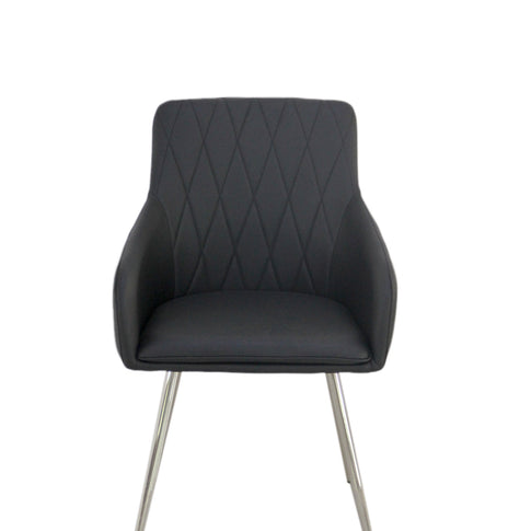 Juego de 2 sillas de comedor Suzy con asiento de piel sintética negra y asiento de terciopelo gris