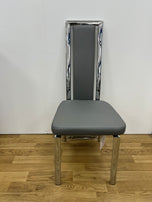 7Star Polo 2pc High Back Panel Dining Chairs in Faux leather with chrome stainless steel legs and back