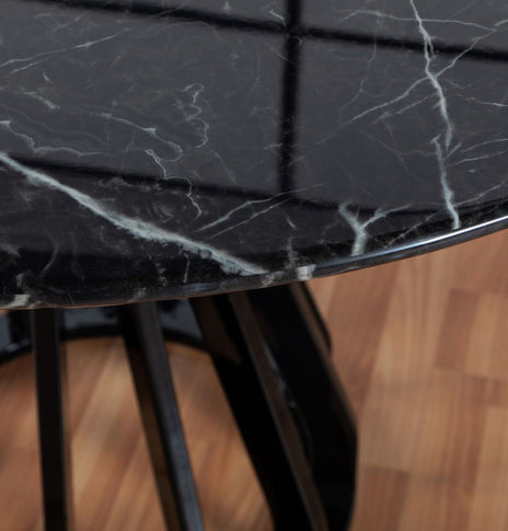 MESA DE CENTRO 7STAR ANGUS MÁRMOL ALTO BRILLO CON PATAS DE MADERA ALTO BRILLO EN COLOR NEGRO-ORO