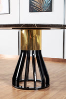 7STAR ANGUS DINING TABLE HIGH GLOSS MARBLE WITH HIGH GLOSS WOODEN LEGS AVAILABLE WITH DIFFERENT DINING CHAIRS