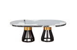 7STAR ANGUS COFFEE TABLE HIGH GLOSS MARBLE WITH HIGH GLOSS WOODEN LEGS IN BLACK-GOLD COLOUR