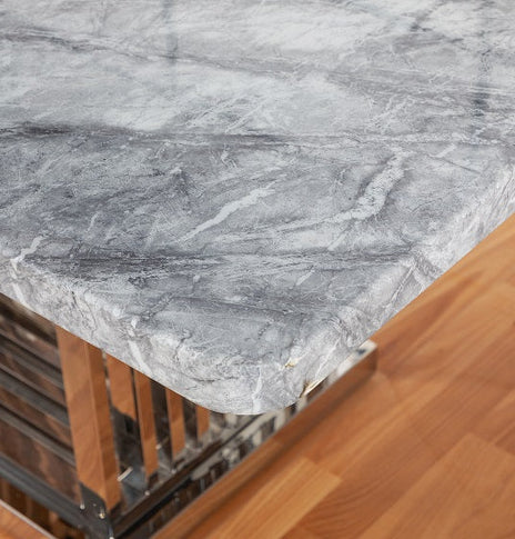 MESA DE COMEDOR 7STAR CIROC MÁRMOL ALTO BRILLO PATAS CROMADAS DISTINTAS SILLAS DE COMEDOR DISPONIBLES