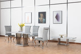 7STAR CIROC DINING TABLE HIGH GLOSS MARBLE WITH CHROME LEGS DIFFERENT DINING CHAIRS AVAILABLE