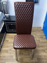 Faux Leather High Back luxury diamond stitch Dining Chairs with Chrome Frame Available in Black Brown blue grey and beige