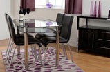 7Star Glass Dining Table with Shelf and 4 Faux Leather with Chrome Frame, Affordable Budget Dining Sets