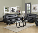 7 star Max sofa set 3+2+1 in Black and Grey Faux Leather with Chrome silver legs