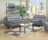 7 star Max sofa set 3+2+1 in Black and Grey Faux Leather with Chrome silver legs