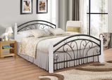 Ps102-Metal Frame Bed with Wooden Legs- Dirty Oak and White