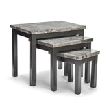 7star Rumy Marble effect high gloss nest set of 3 tables in Dark brown, grey and charcoal black