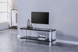 7star Slim MDF wood High gloss Coffee table /Tv unit with shelf & clear tempered glass on top