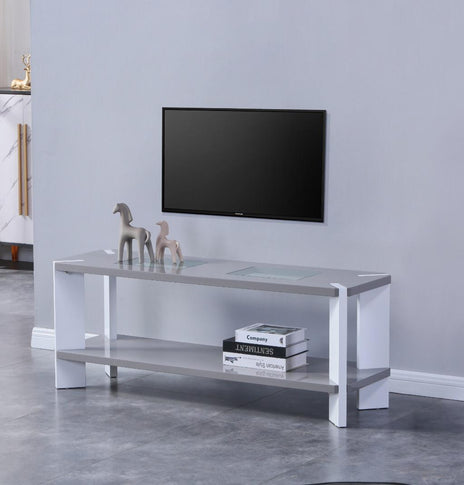 7star Slim MDF wood High gloss Coffee table /Tv unit with shelf & clear tempered glass on top