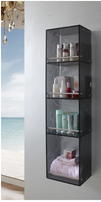 Stylish Glass Cabinet Shelf for Office Living Bathroom Shower Rack Display Unit