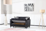 7star Kevin Plush velvet grey and black Stylish Sofa bed with faux leather arms 3 & 2seater